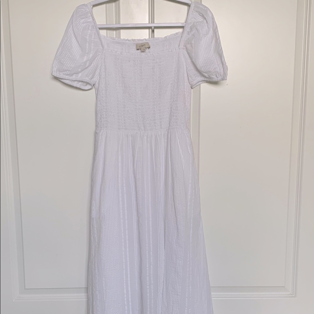 Loft smocked midi dress like new.